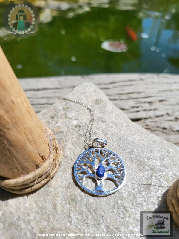 Pendentif arbre de vie orné d’un lapis lazuli – Créativité & Éveil spirituel