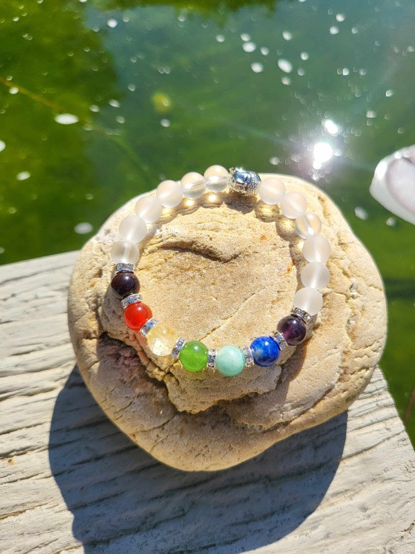 Bracelet des 7 Chakras & Cristal de Roche - Harmonie et Purifications des énergies