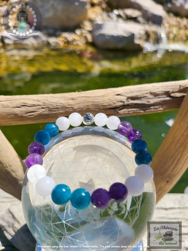 Bracelet Zen et Svelte – Apatite – Améthyste – Jade blanc