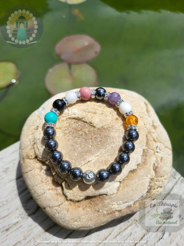 Bracelet chemin de vie & hématite - Energie et Protection - Version Strass et OM