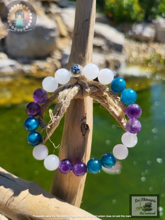 Bracelet Zen et Svelte – Apatite – Améthyste – Jade blanc