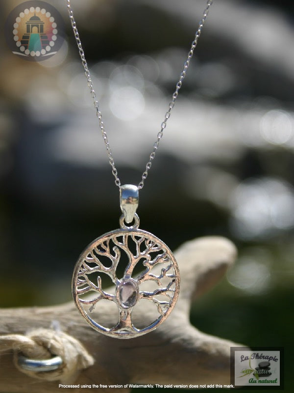 Pendentif arbre de vie orné d’améthyste – spiritualité et protection