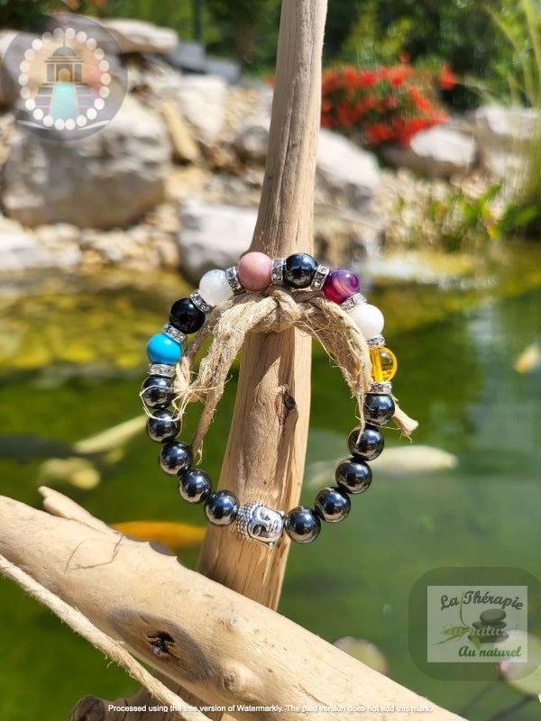 Bracelet chemin de vie & hématite - Energie et Protection - Version Strass et Bouddha