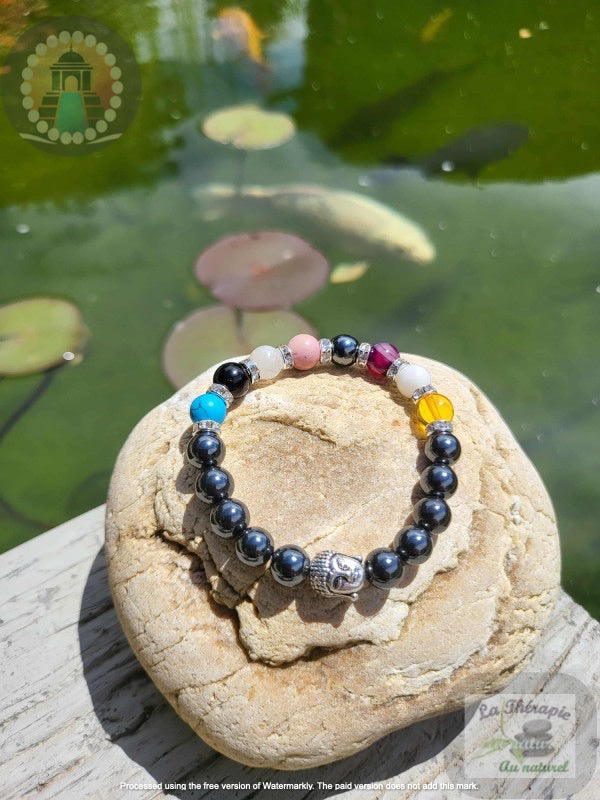 Bracelet chemin de vie & hématite - Energie et Protection - Version Strass et Bouddha