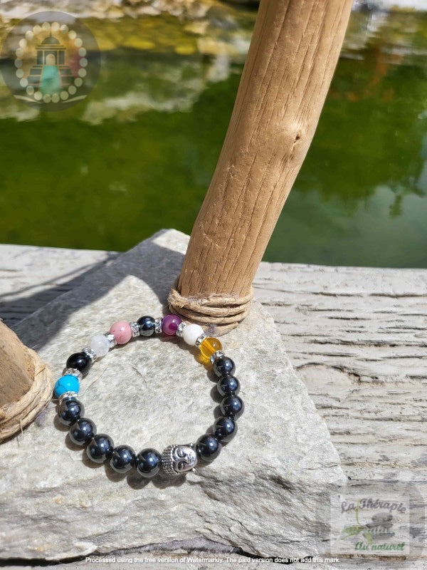 Bracelet chemin de vie & hématite - Energie et Protection - Version Strass et Bouddha