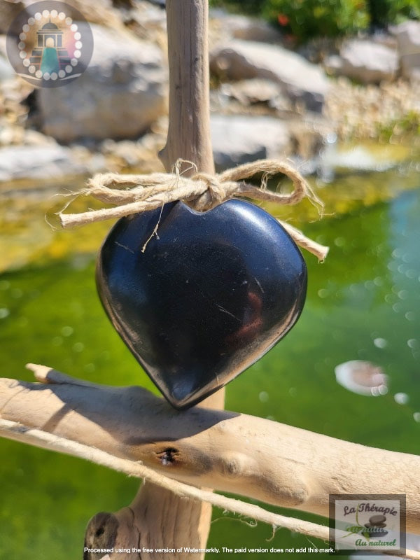 Coeur de shungite - 6 cm - Protection ondes électromagnétiques - ancrage - Amour et harmonie