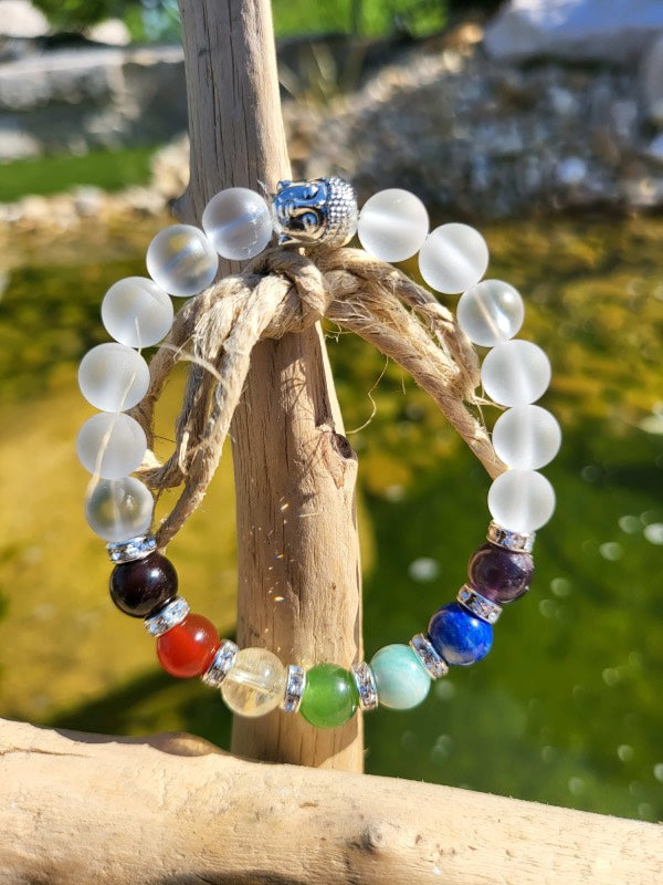 Bracelet des 7 Chakras & Cristal de Roche - Harmonie et Purifications des énergies