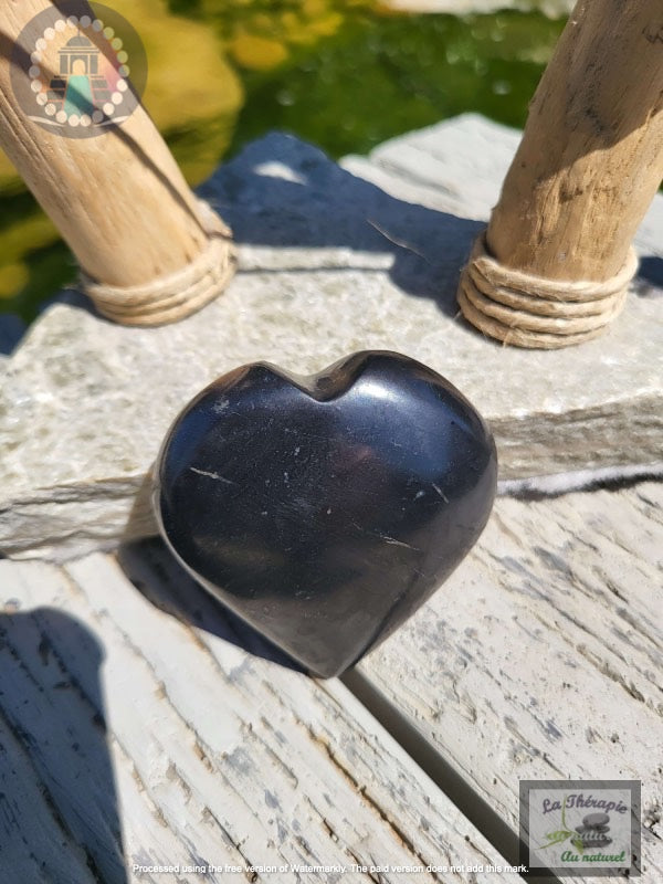 Coeur de shungite - 6 cm - Protection ondes électromagnétiques - ancrage - Amour et harmonie