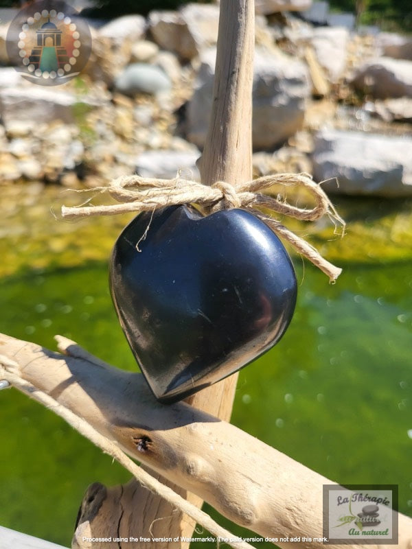 Coeur de shungite - 6 cm - Protection ondes électromagnétiques - ancrage - Amour et harmonie