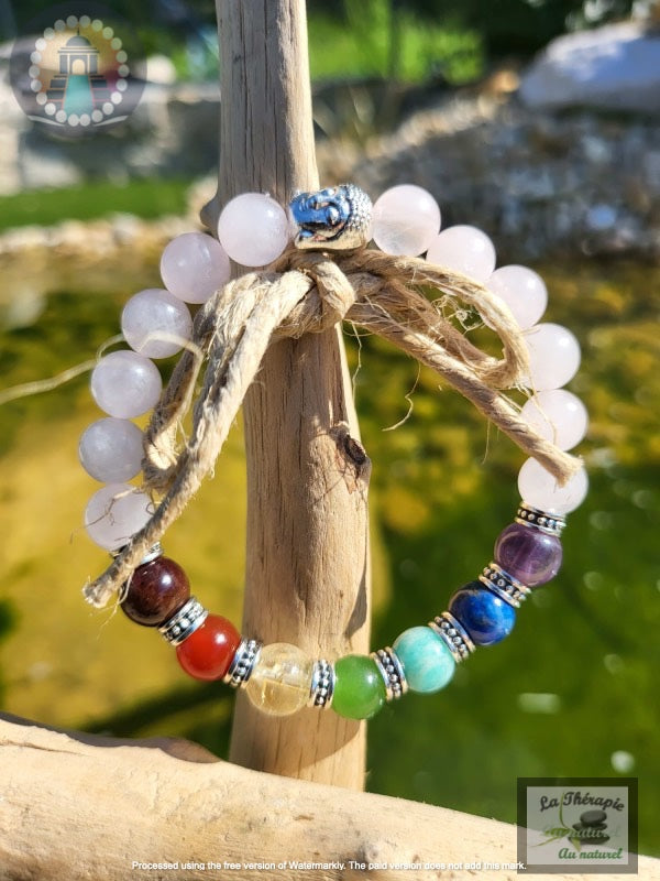 Bracelet des 7 Chakras & Quartz Rose - Amour et Compassion