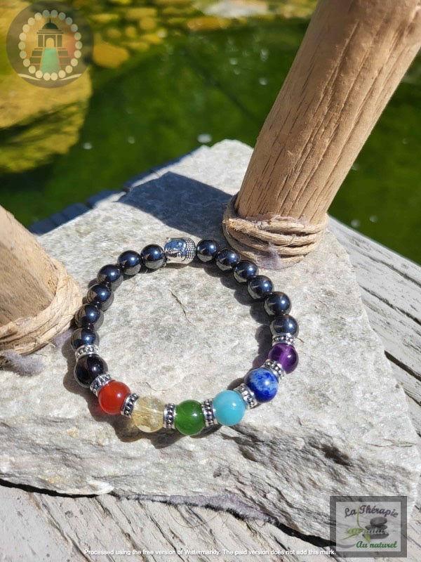 Bracelet des 7 chakras & Hématite - Protection et Stabilité