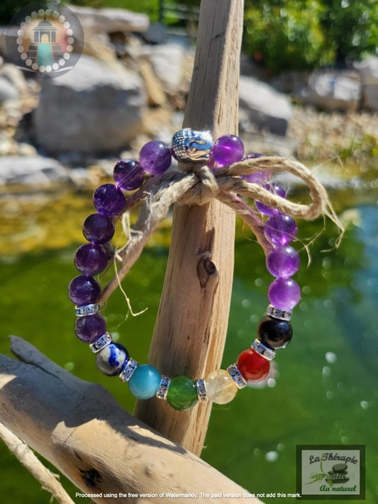 Bracelet des 7 Chakras & Amethyste- Eveil spirituel et Clarté mentale